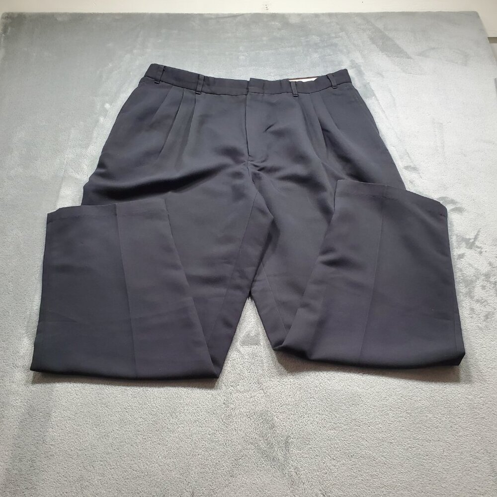 City Streets Pleated Front Dress Lightweight Pants 4 Pckts Black Men Sz 36 x 30